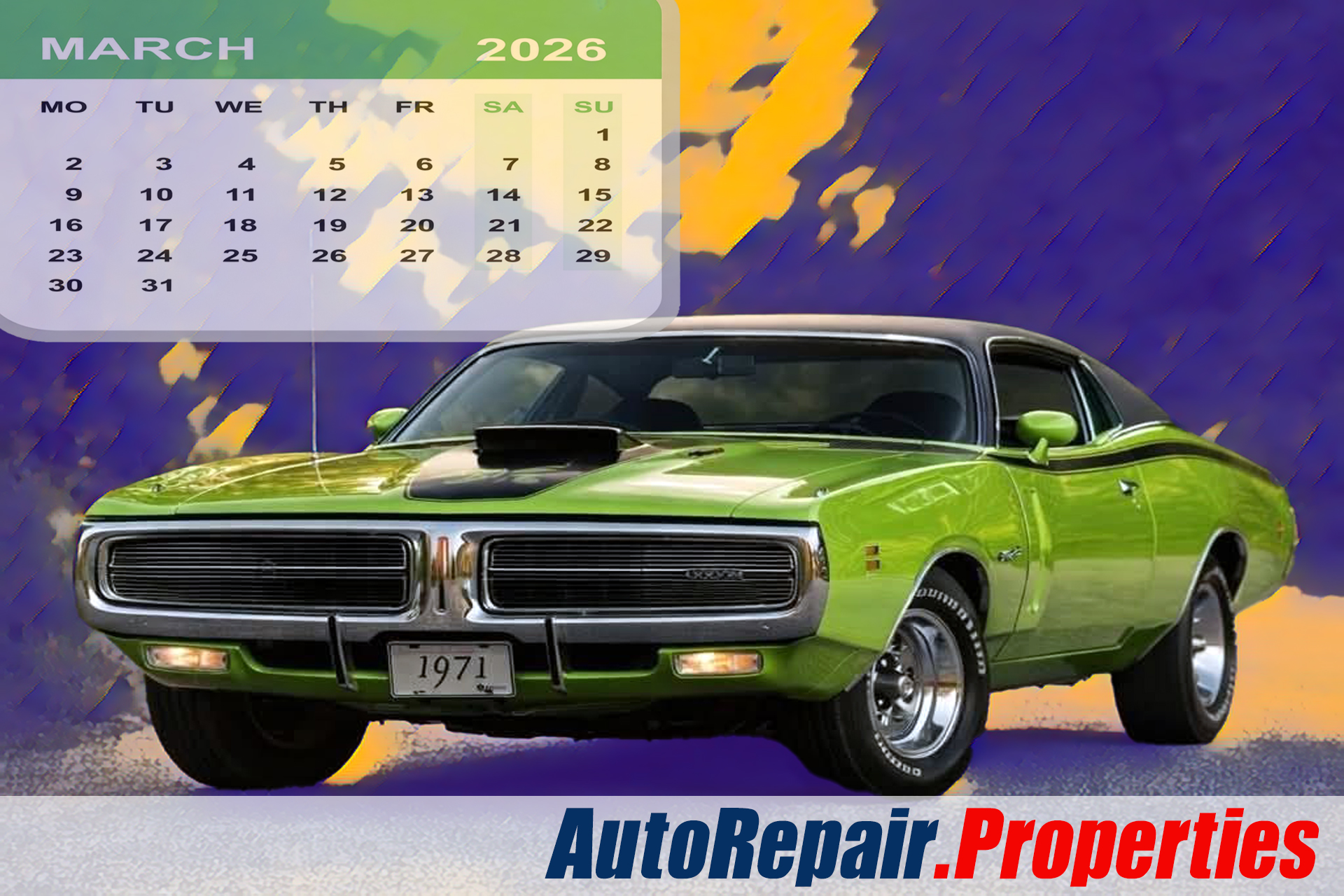 2026 MARCH Calendar 1971 Challenger